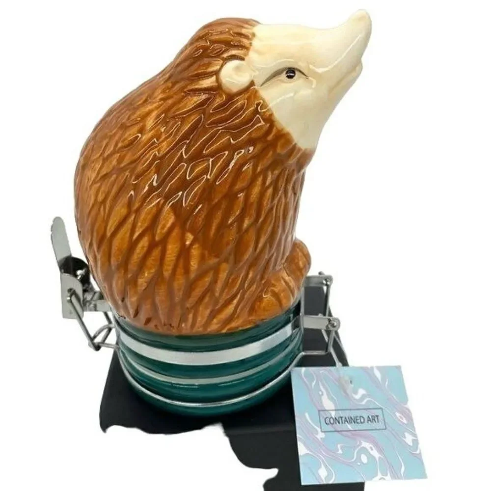 Contained Art Hedgehog Airtight Ceramic Stash Jar